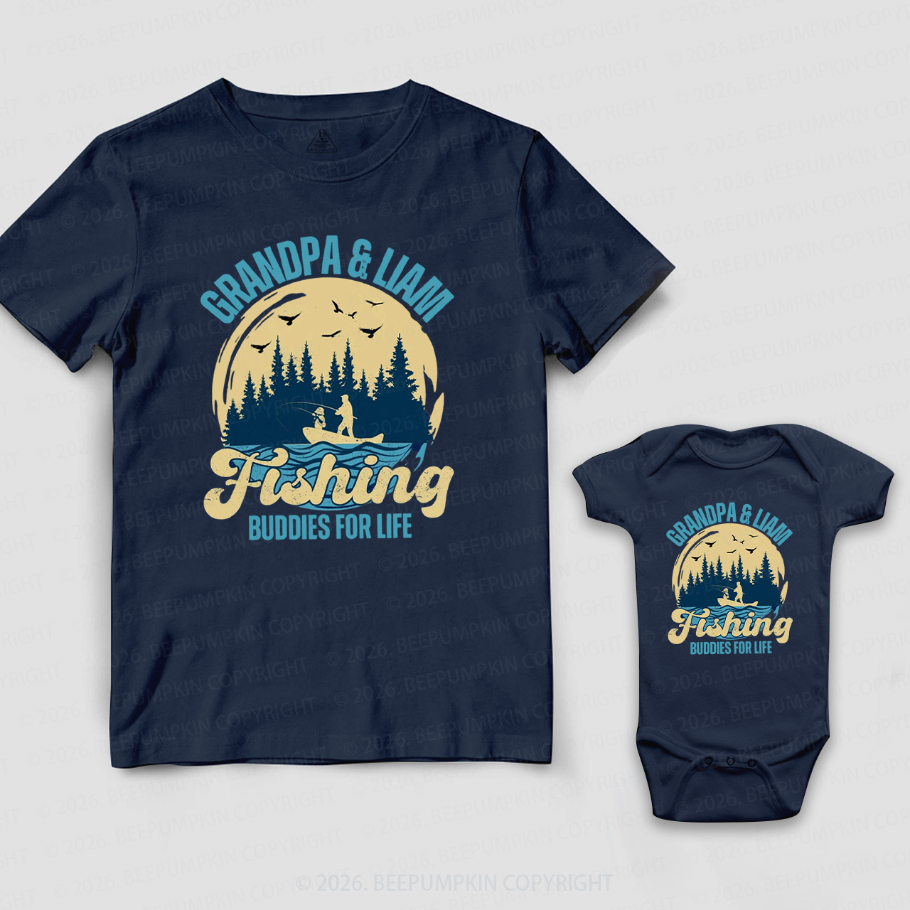 Personalized Fishing Buddies Grandpa&Me Matching Shirts