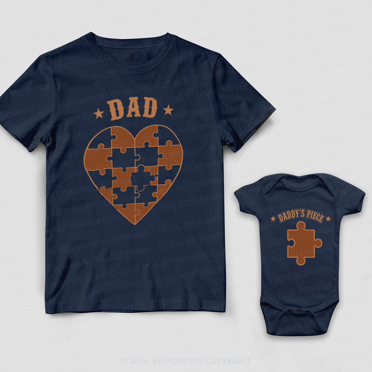 Daddy's Piece Puzzle Heart Dad&Me Matching Shirts