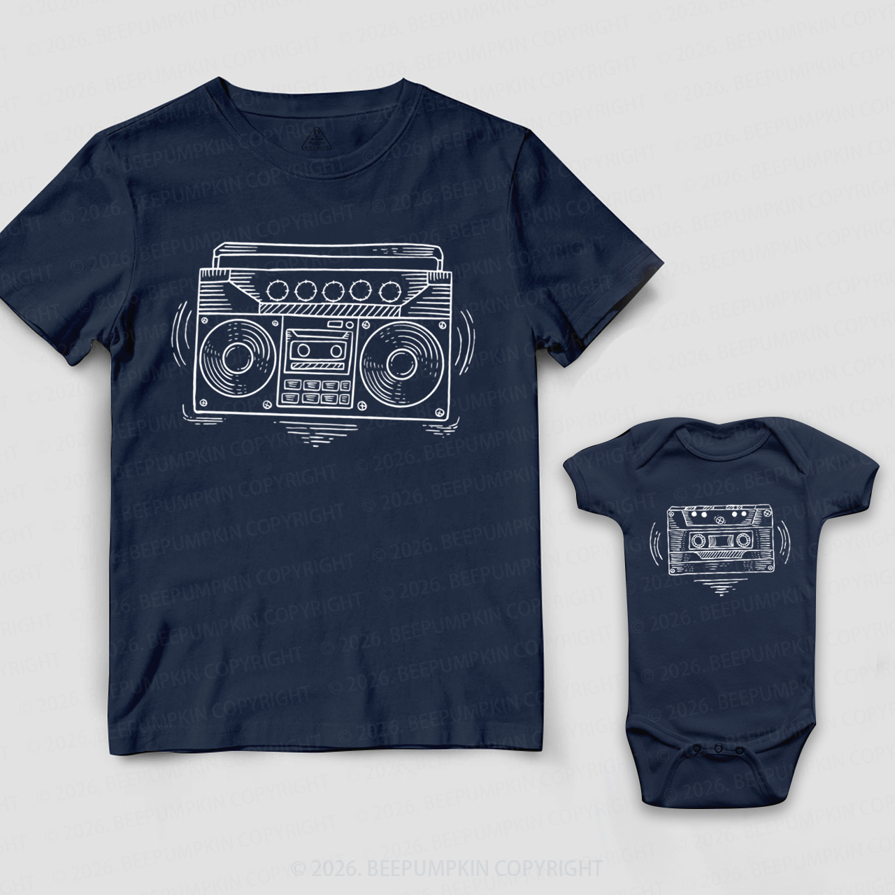 Radio Boom Box And Cassette Tape Dad&Me Matching Shirts