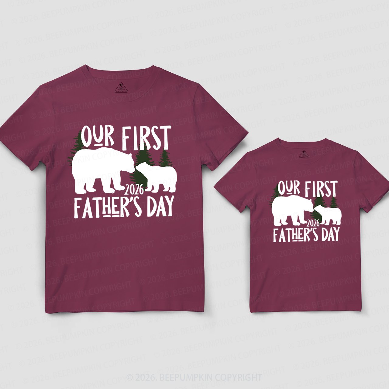 First Father's Day Papa Baby Bear Woodland Dad&Me Matching Shirts