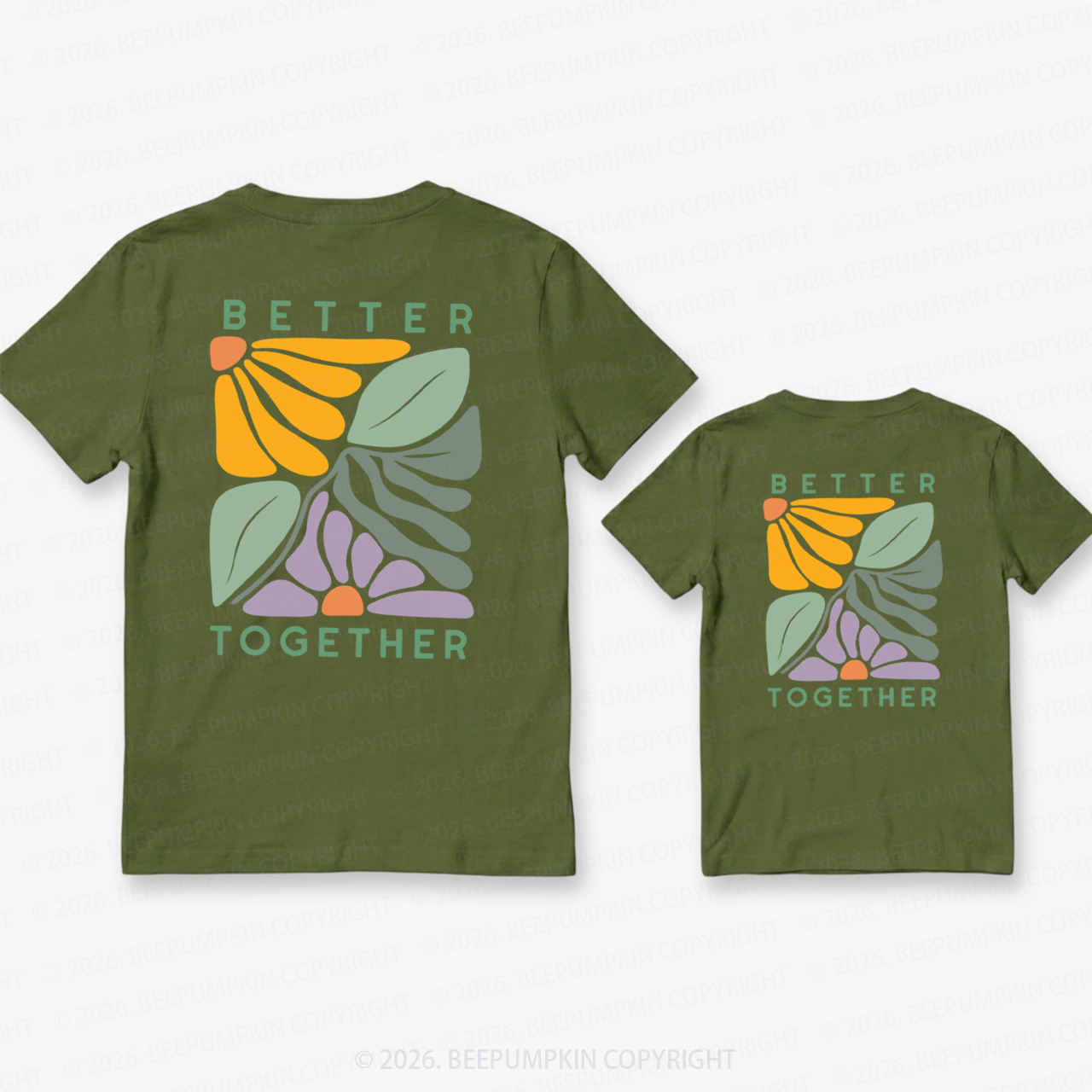Retro Floral Better Together Father’s Day Dad&Me Matching Shirts-Back Design