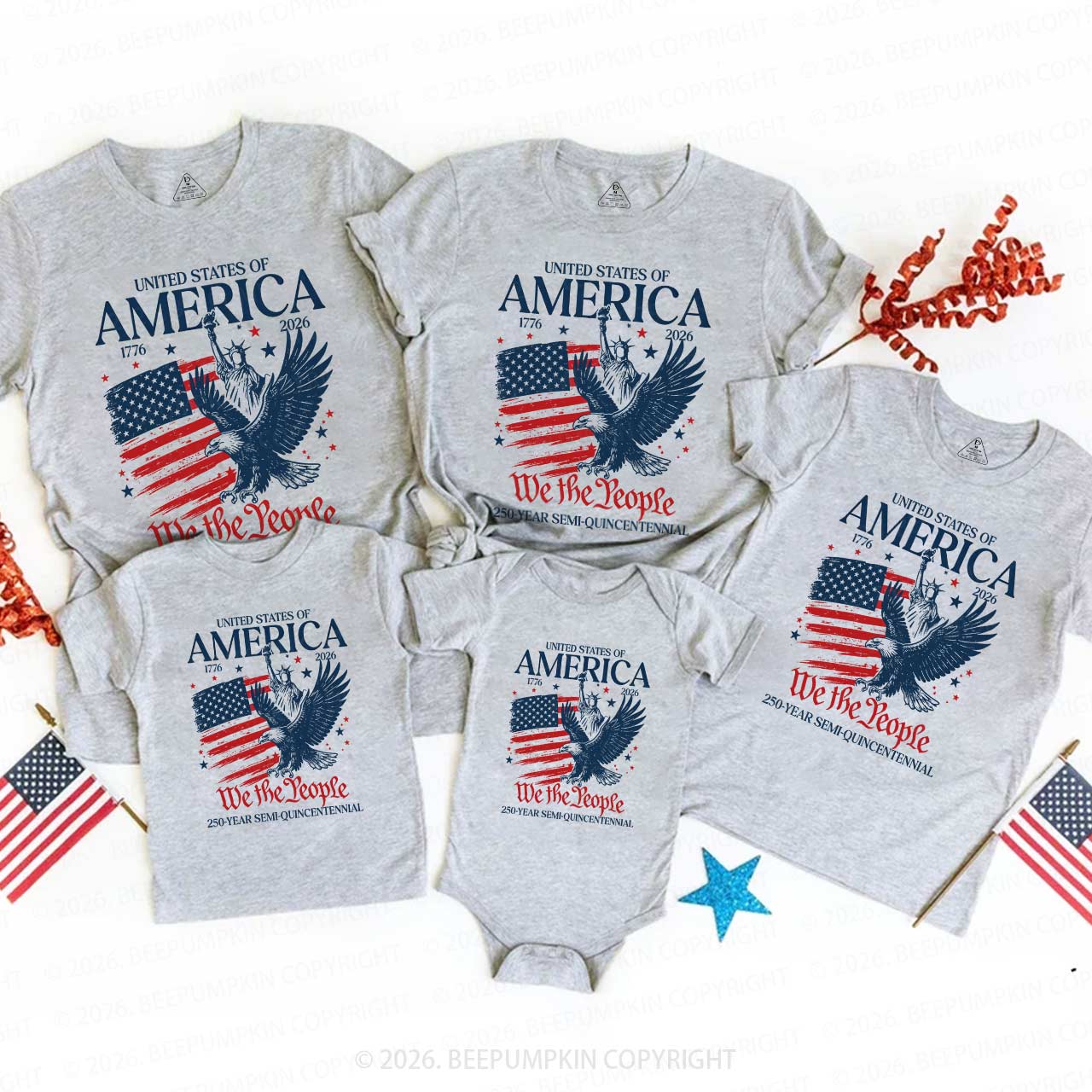 America 250 Patriotic Eagle Independence Day Family Matching Shirts