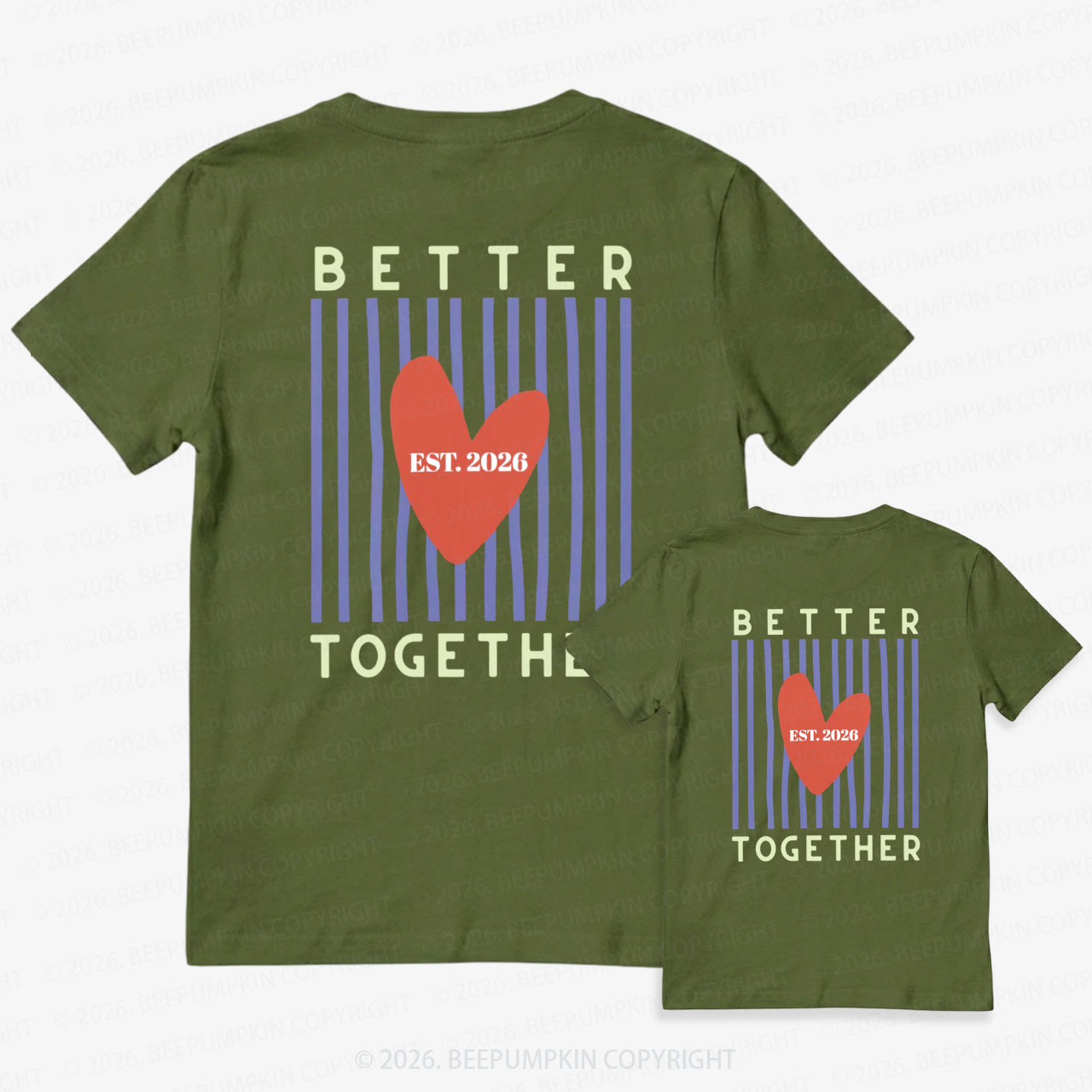 Better Together with Retro Stripes Dad&Me Matching Shirts-Back Design