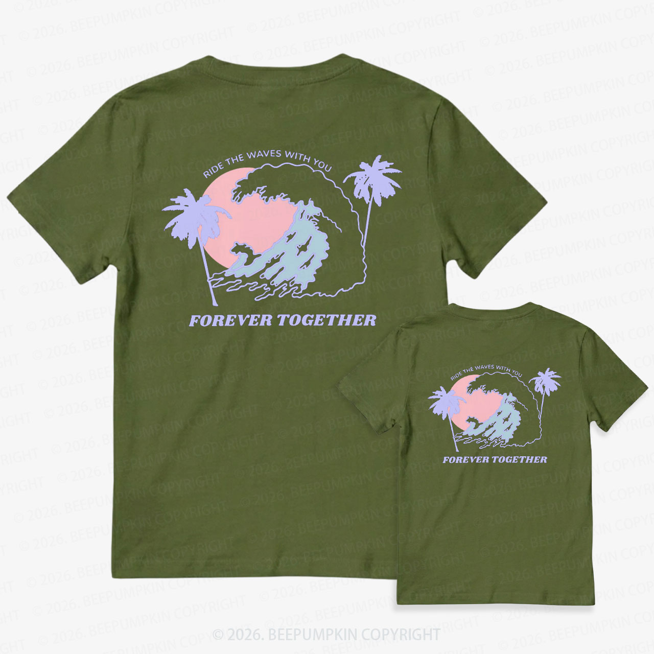 Ride the Waves With You Forever Together Dad&Me Matching Shirts-Back Design