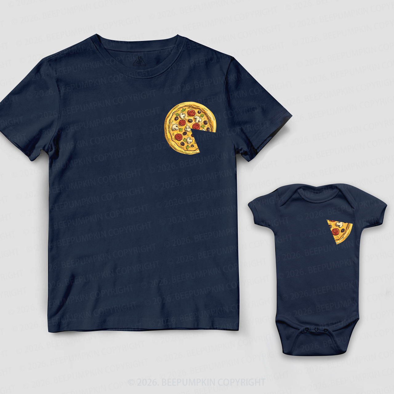Pizza and Pizza Slice Funny Dad&Me Matching Shirts