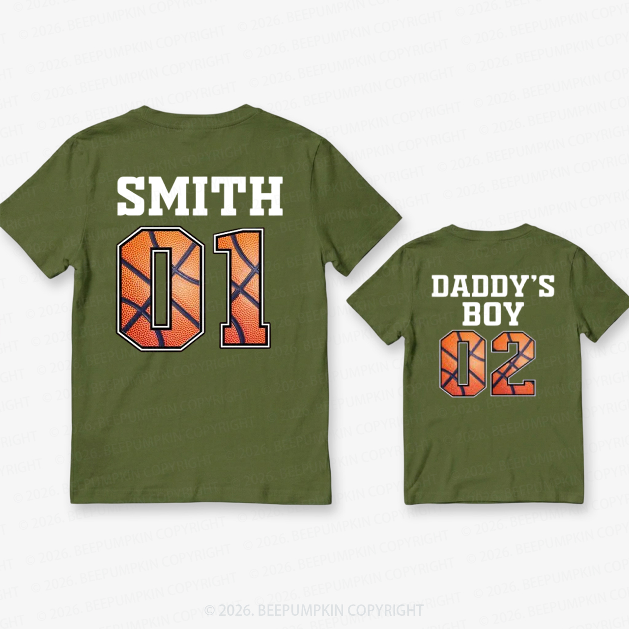 Personalized Names And Numbers Sport Fathers Day Dad&Me Matching Shirts-Back Design