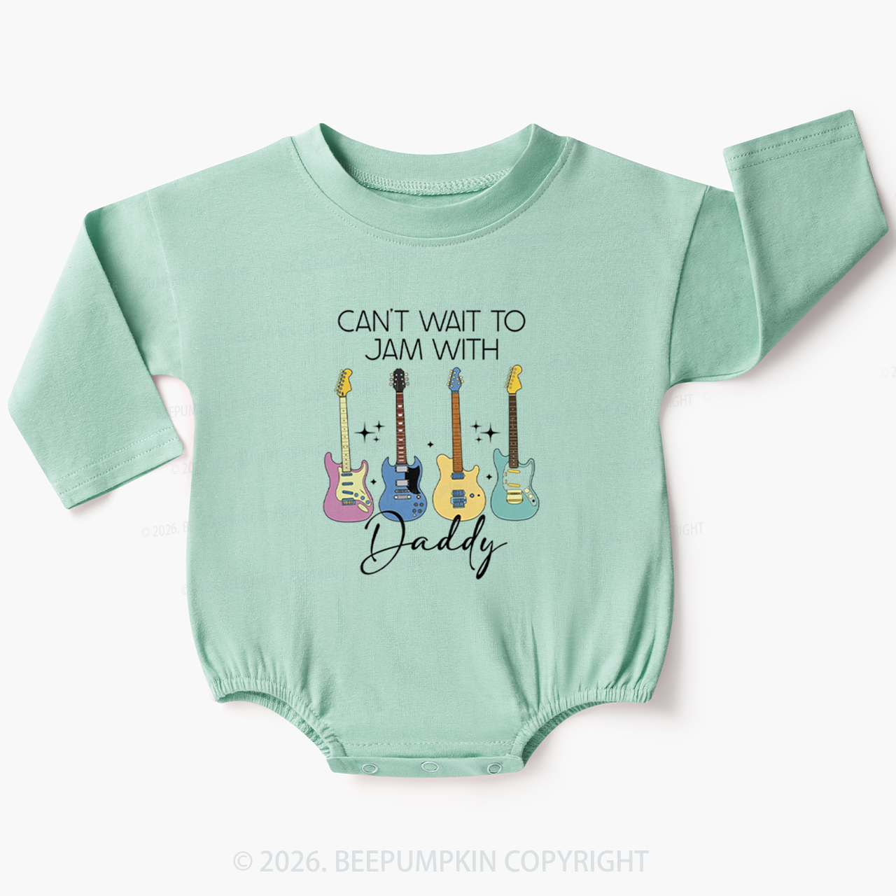 Can't Wait To Jam With Daddy Guitar Baby Bubble Romper