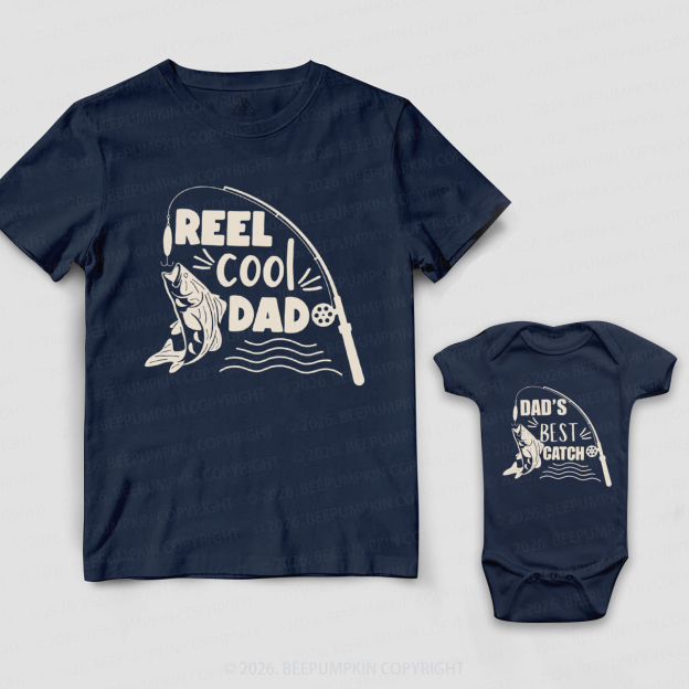 Reel Cool Dad Dad's Best Catch Fishing Dad&Me Matching Shirts
