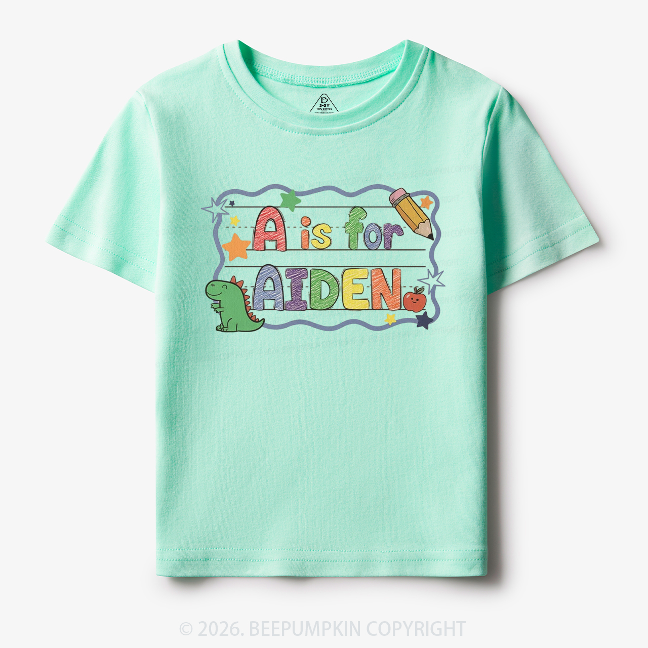 Personalized Name Dinosaur First Day of School Toddler&Kid's Tees