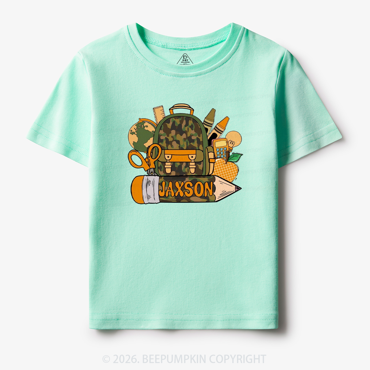 Personalized Camo Backpack Pencil Name Toddler&Kid's Tees