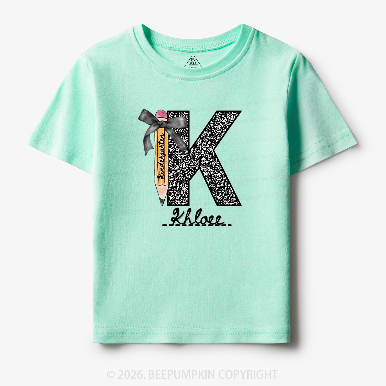 Personalized Grade&Name Monogram Pencil Bow Toddler&Kid's Tees