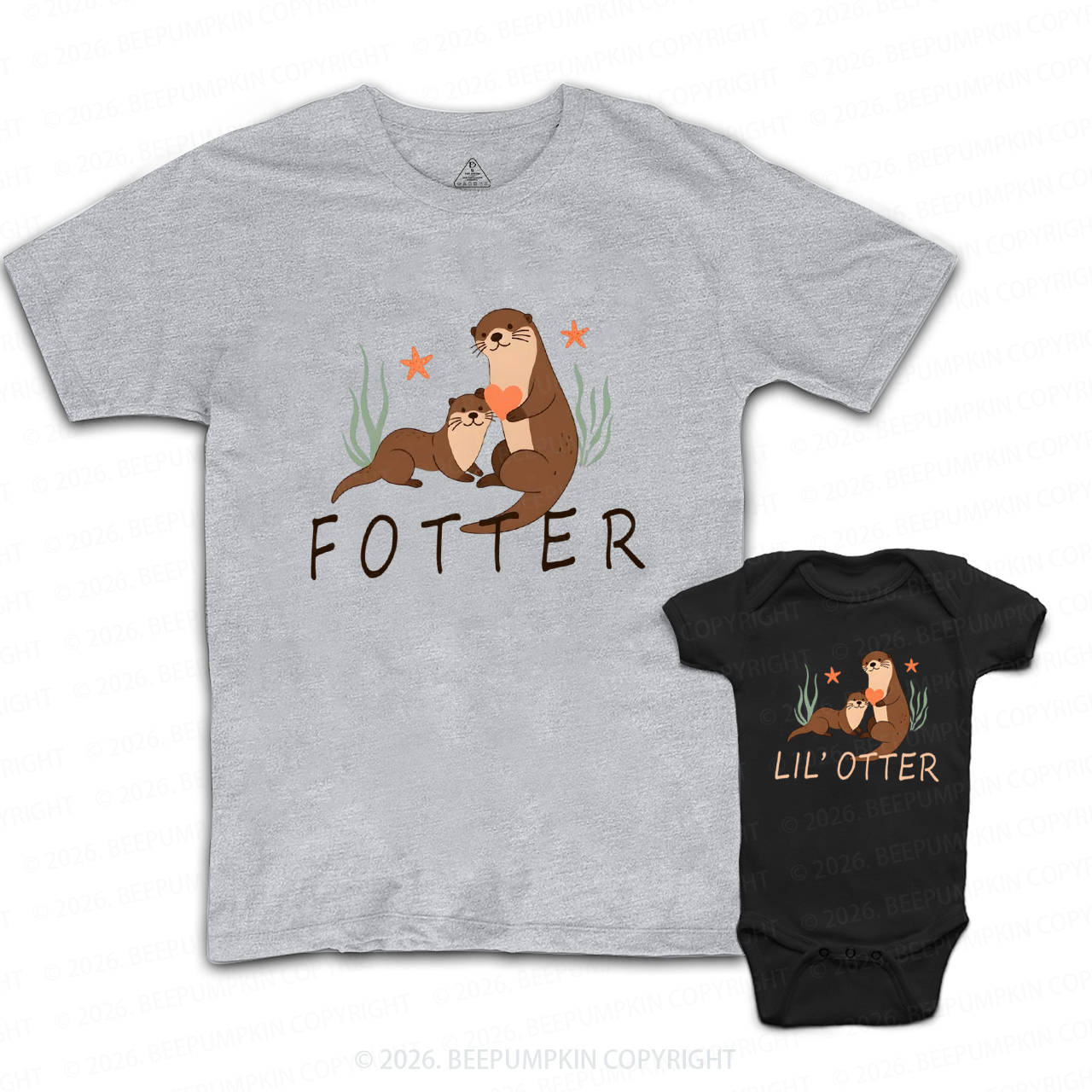 Funny Fotter Dotter Lil’ Otter Dad&Me Matching Shirts