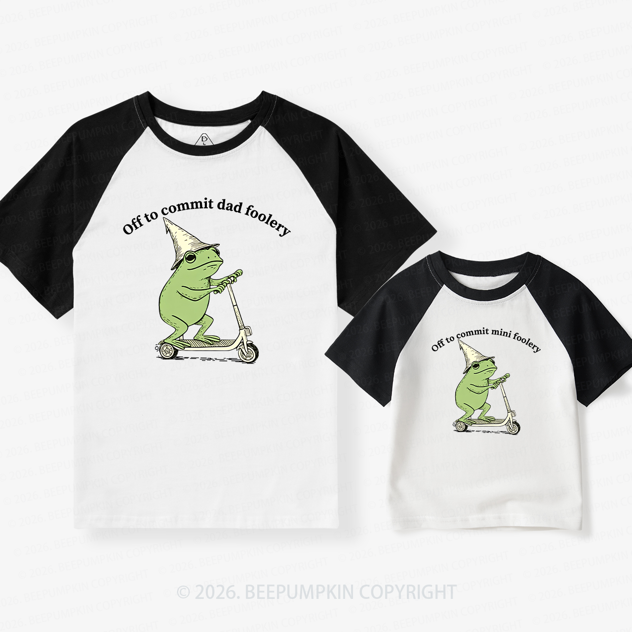 Foolery Mini Foolery Frog Scooter Dad&Me Matching Retro Raglan T-shirt