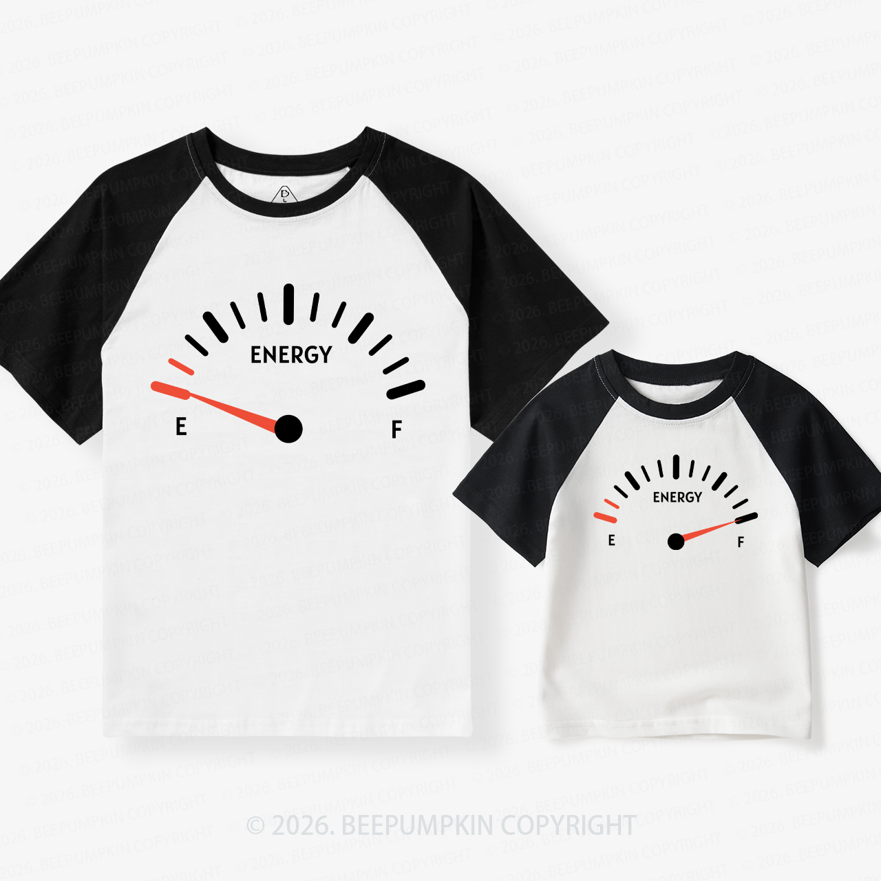 Energy Gauge for Father's Day Dad&Me Matching Retro Raglan T-shirt