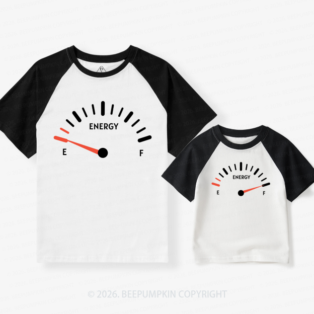 Energy Gauge for Father's Day Dad&Me Matching Retro Raglan T-shirt