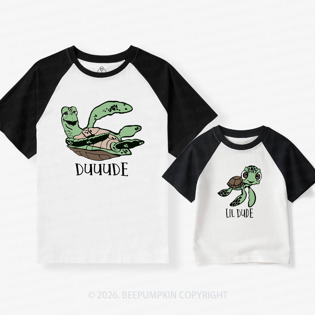 Dude Lil Dude Dad & Me Matching Retro Raglan T-shirt