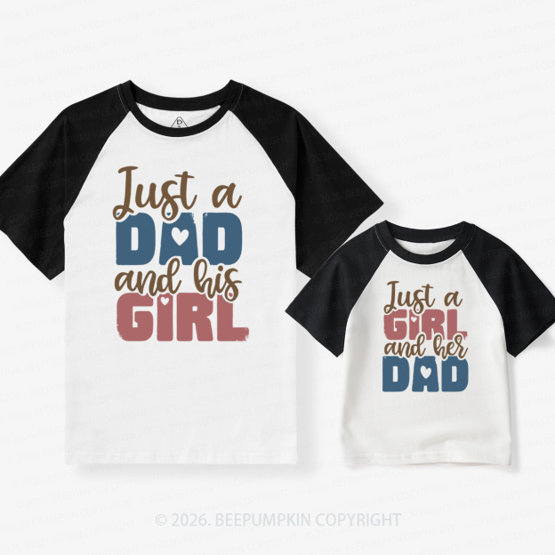 Just A Dad And His Girl Dad&Me Matching Retro Raglan T-shirt