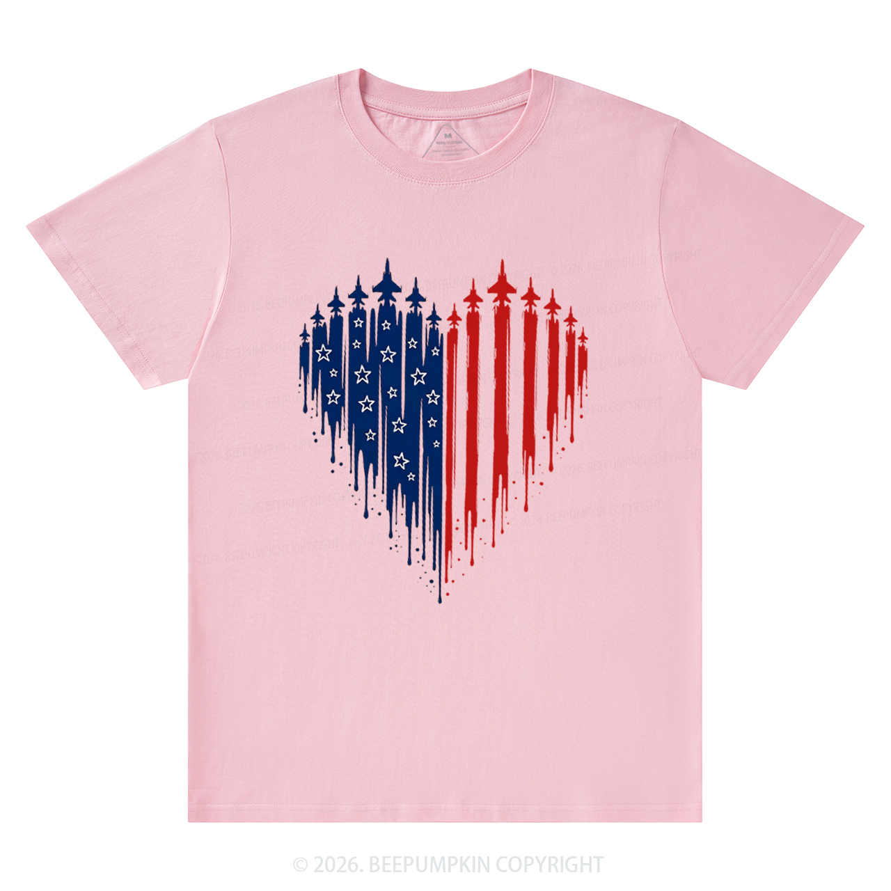 Patriotic 4th Of July American Flag Heart T-Shirts