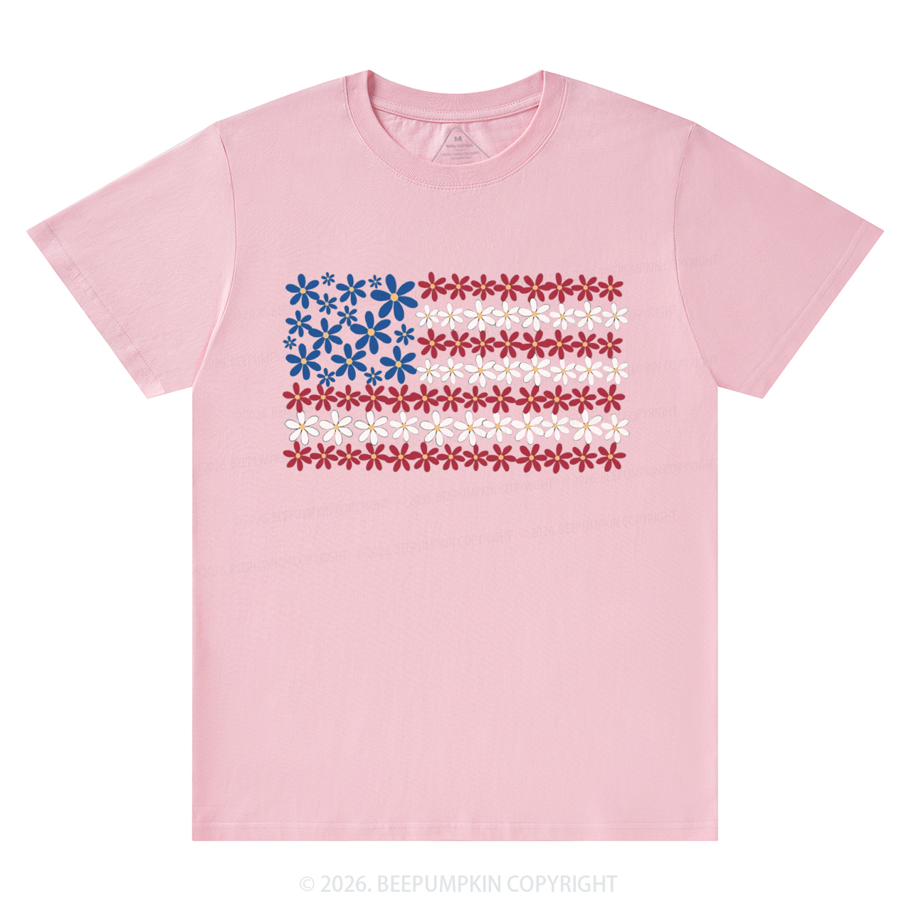 Floral American Flag 4th of July T-Shirts