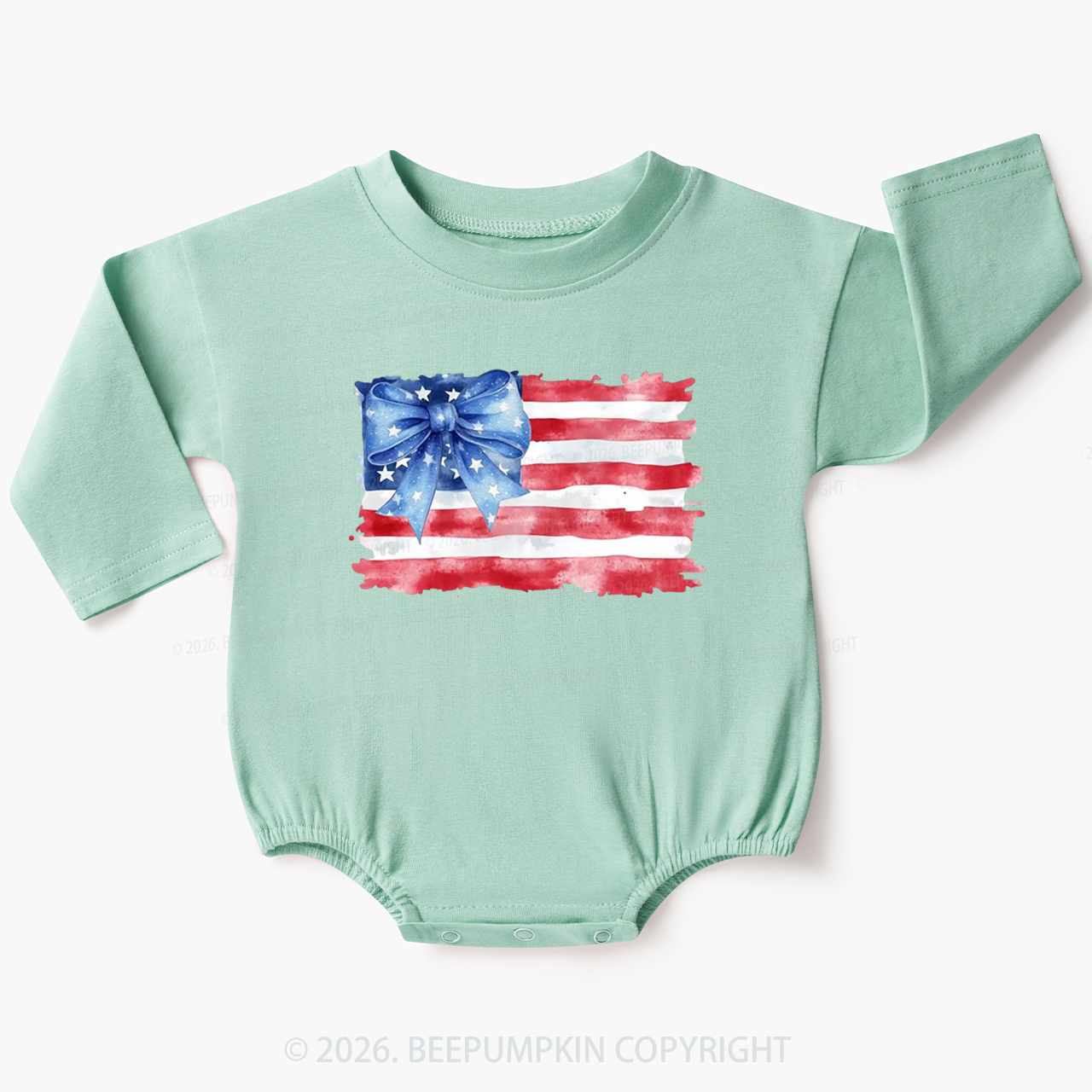 4th of July American Flag Baby Bubble Romper