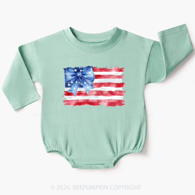 4th of July American Flag Baby Bubble Romper