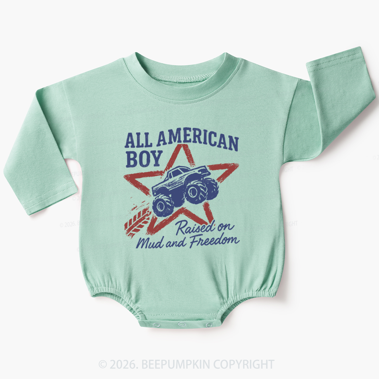 All American Boy Raised on Mud and Freedom Baby Bubble Romper
