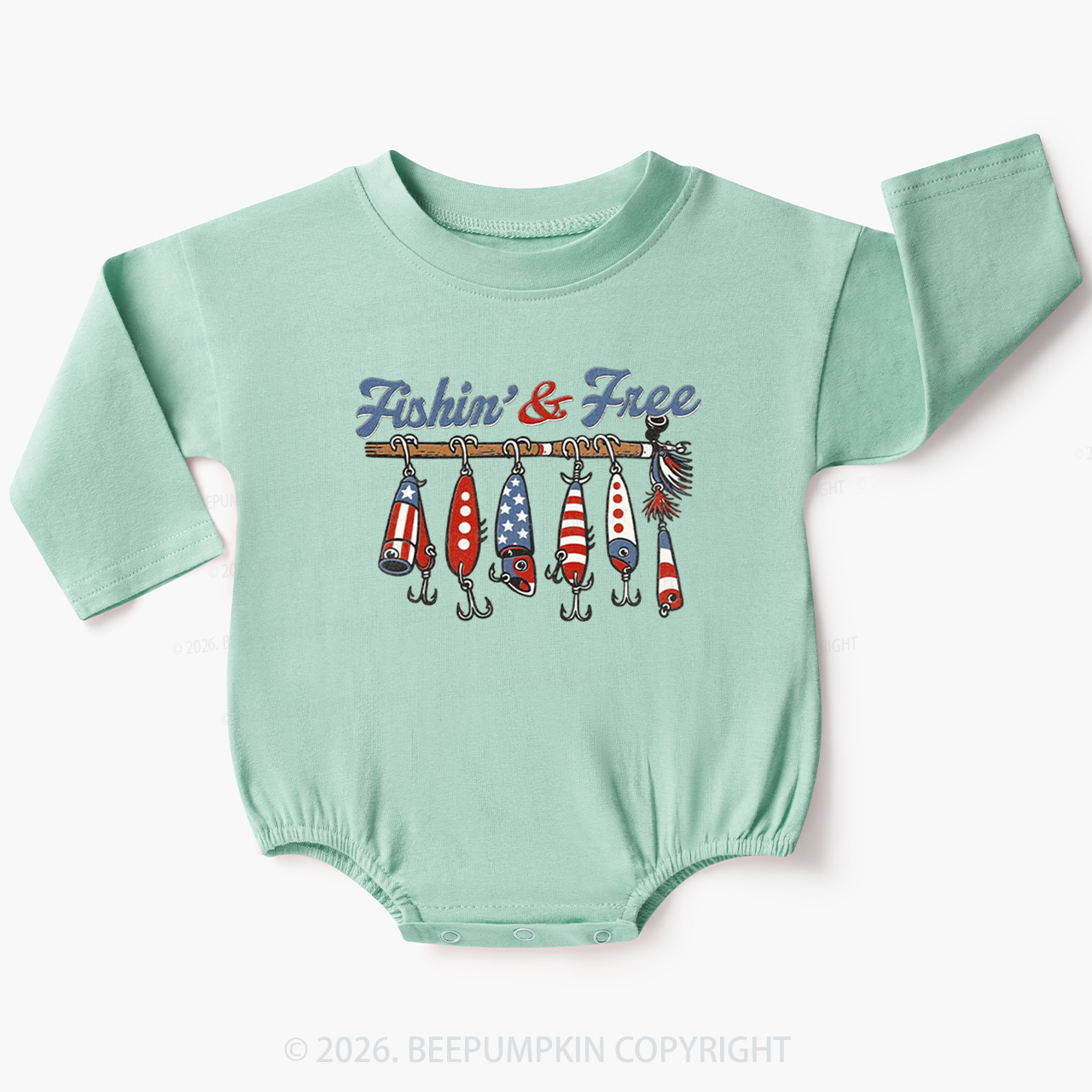 Fishin And Free Lure 4th Of July Baby Bubble Romper