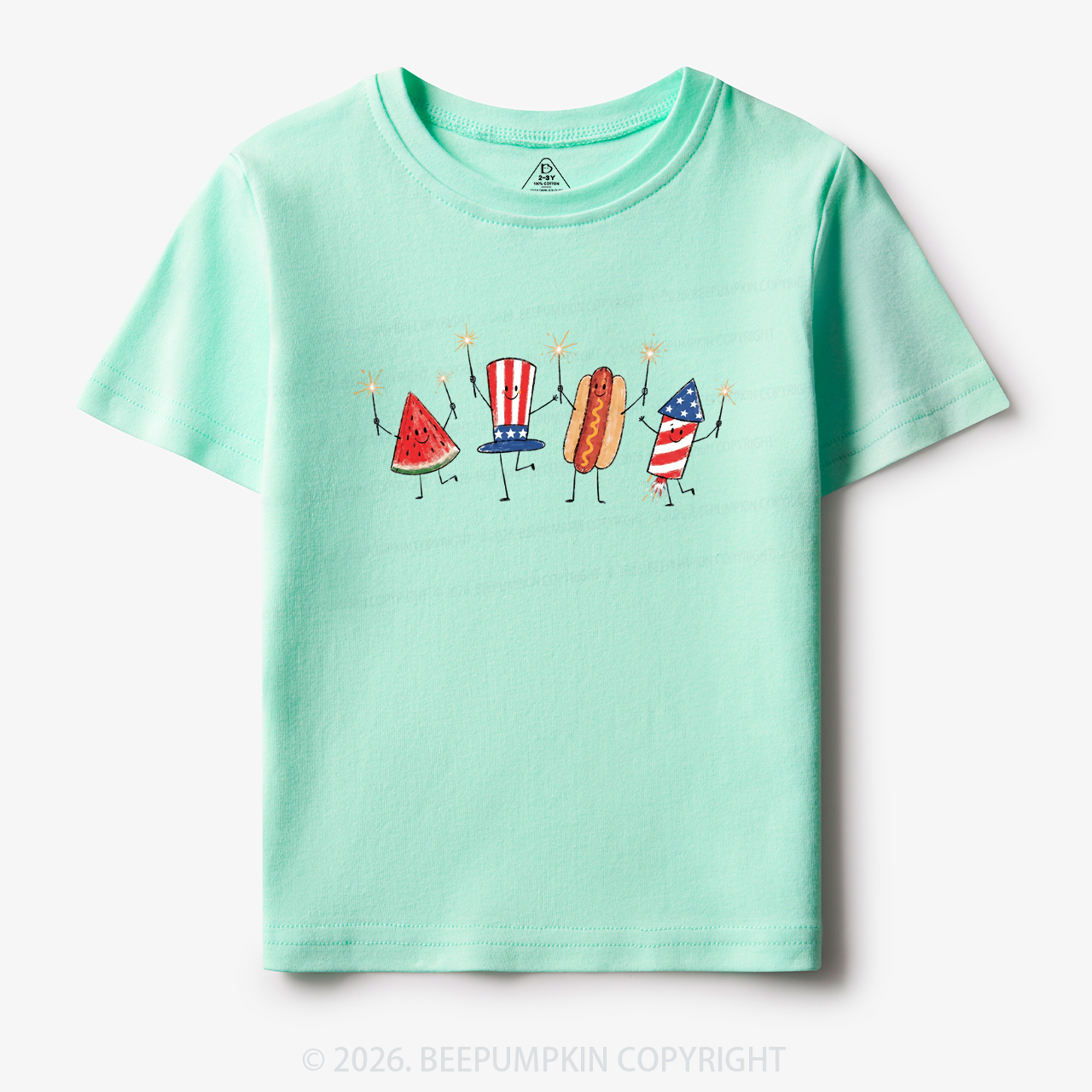 Patriotic Watermelon Hotdog Firework American Toddler&Kid's Tees