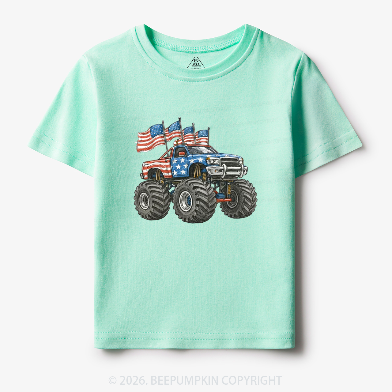 4th Of July Monster Truck American Flag Toddler&Kid's Tees