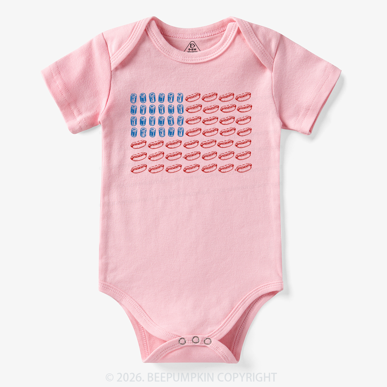Funny 4th of July Hot Dog American Flag Bodysuit