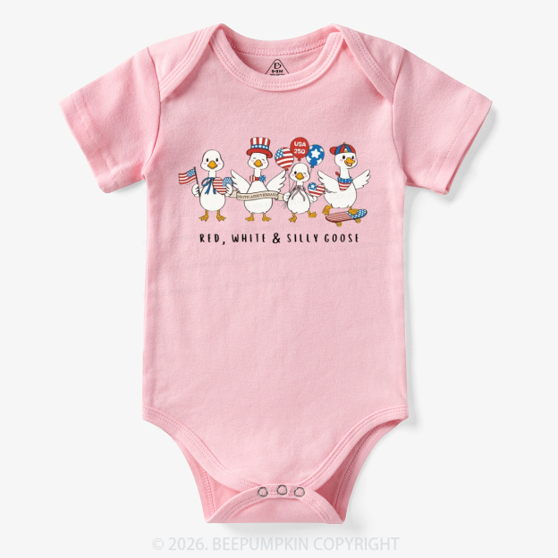 Red White Silly Goose USA 250 Patriotic Bodysuit