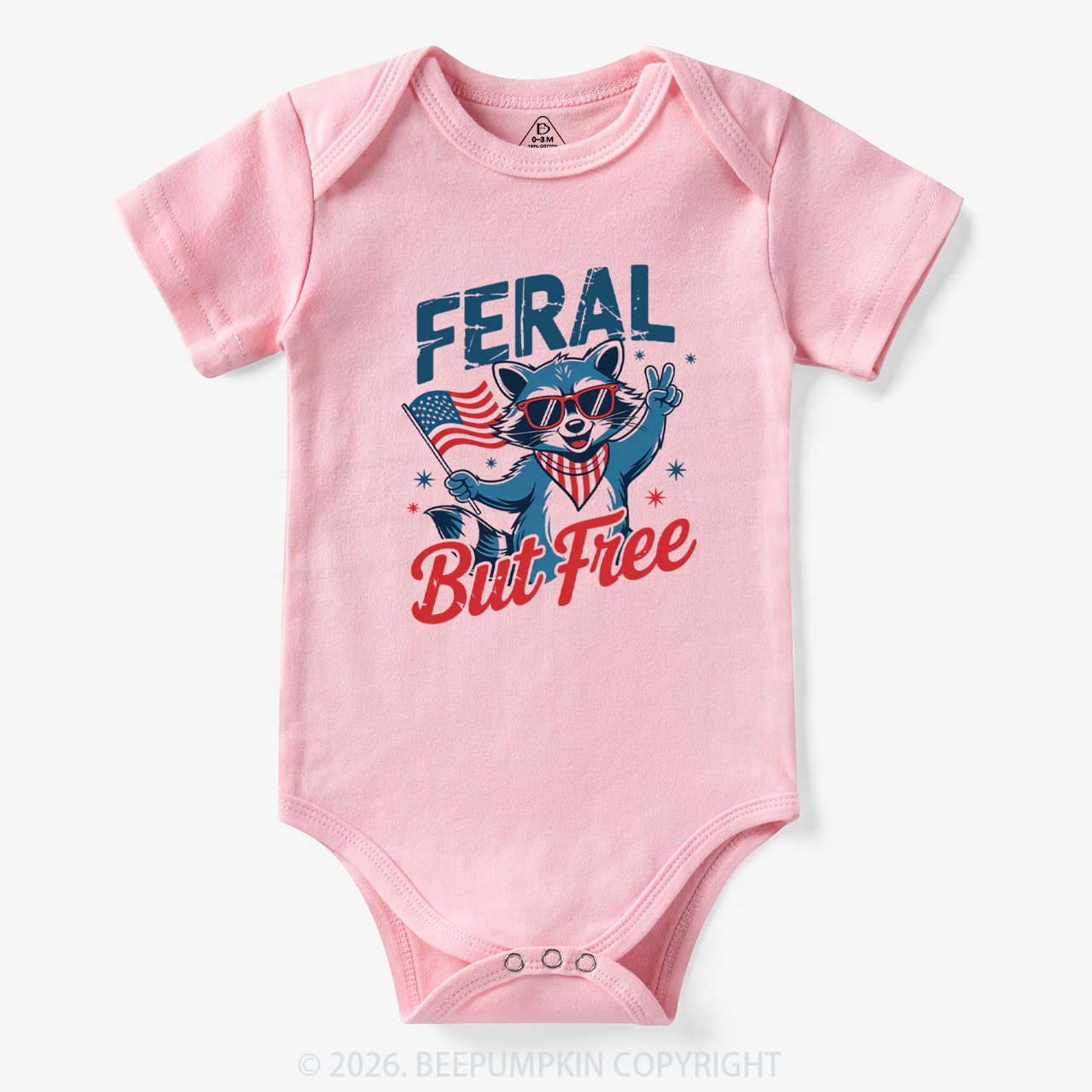 Feral Raccoon 4th of July Bodysuit