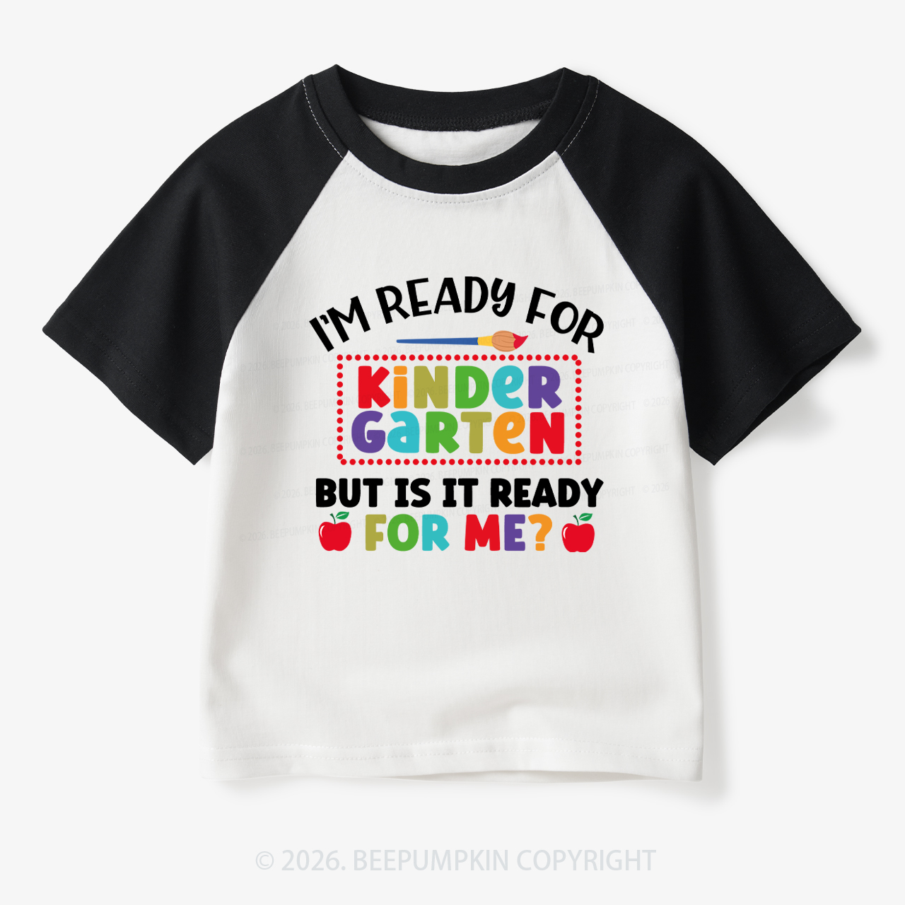 I'm Ready For Kindergarten Back To School Toddler&Kids Retro Raglan T-shirt