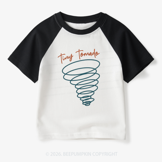 Tiny Tornado Funny Toddler&Kids Retro Raglan T-shirt