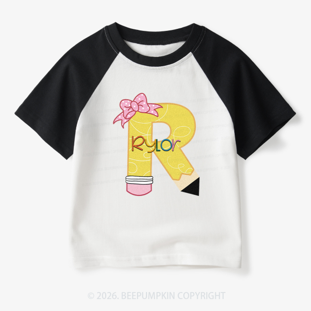 Personalized Pencil Back To School Toddler&Kids Retro Raglan T-shirt