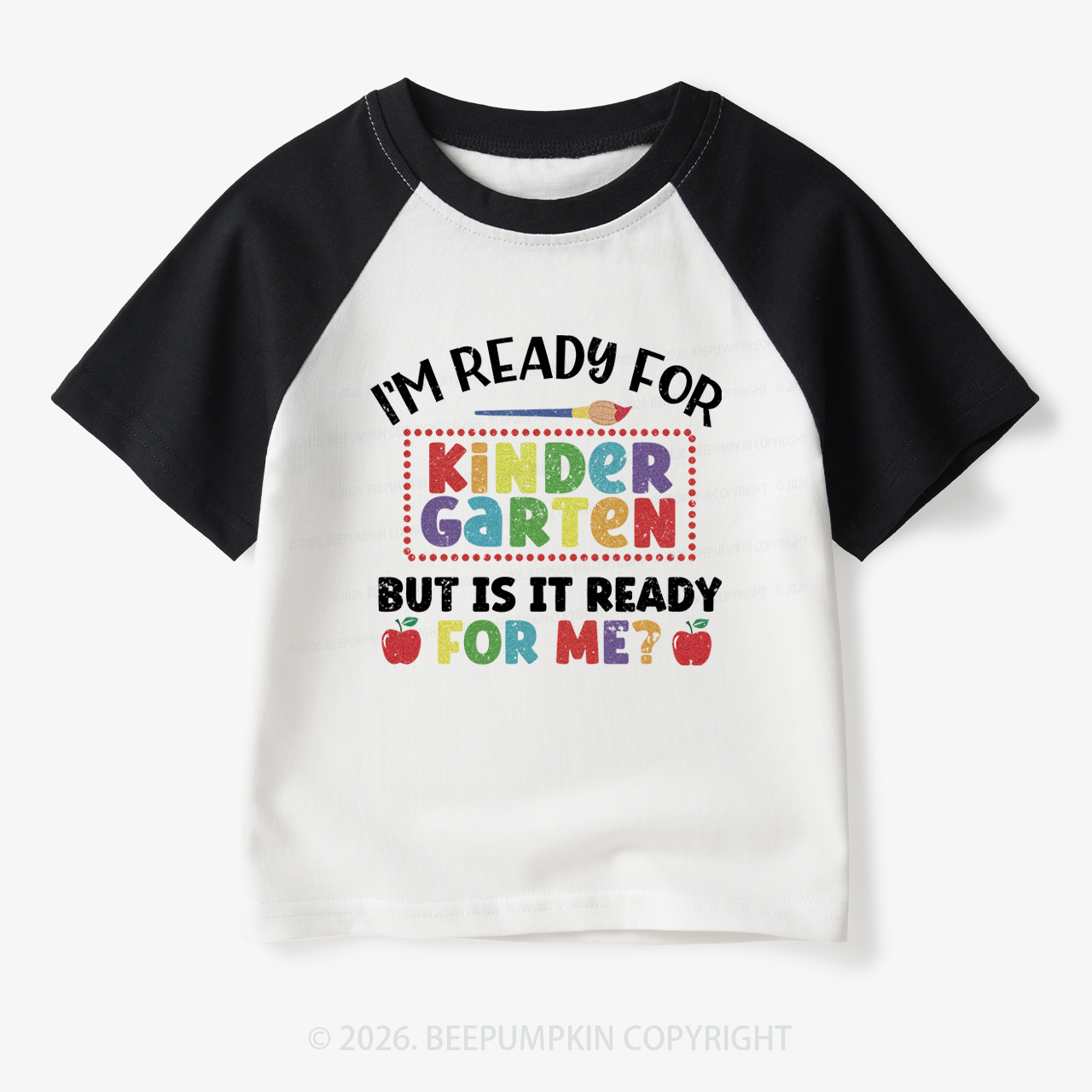 I'm Ready For Kindergarten Back To School Toddler&Kids Retro Raglan T-shirt