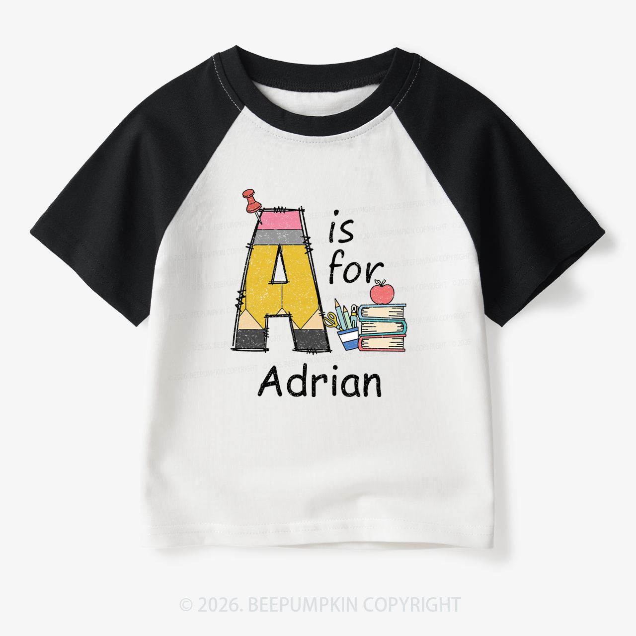 Personalized Alphabet Name Toddler&Kids Retro Raglan T-shirt