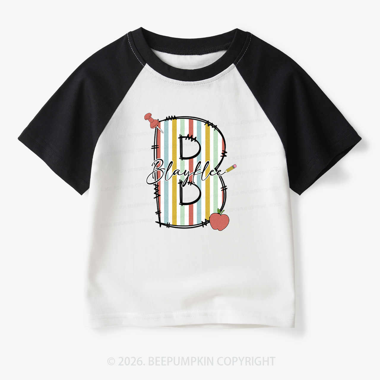 Personalized Alphabet Toddler&Kids Retro Raglan T-shirt