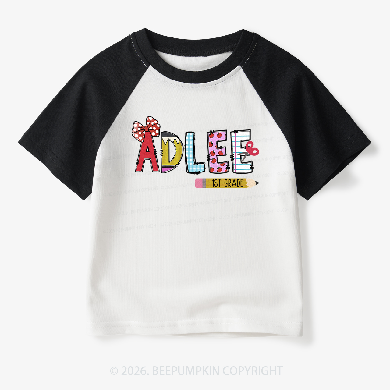 Personalized Name First Day Of School Toddler&Kids Retro Raglan T-shirt