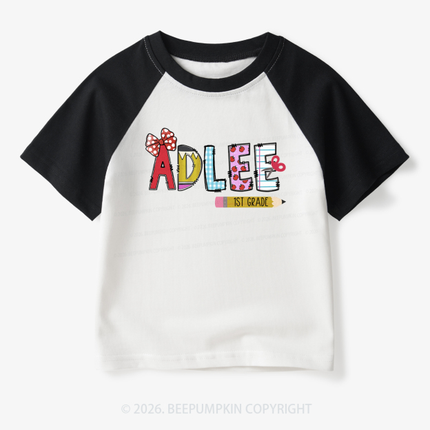 Personalized Name First Day Of School Toddler&Kids Retro Raglan T-shirt