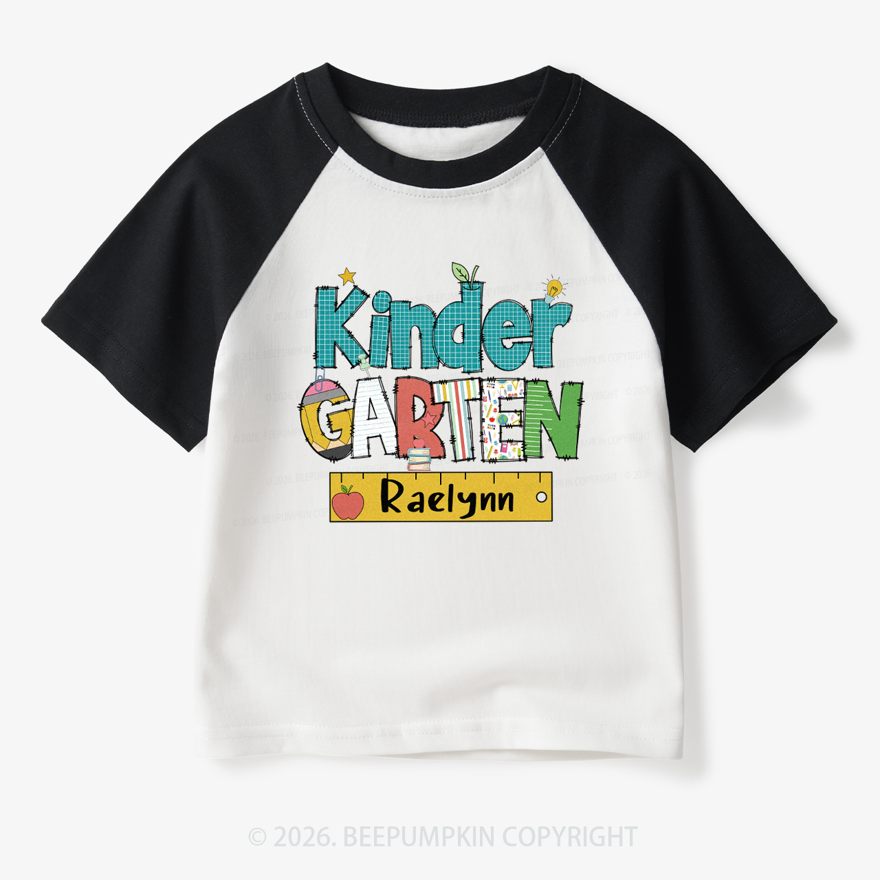 Personalized Letter Grade Toddler&Kids Retro Raglan T-shirt