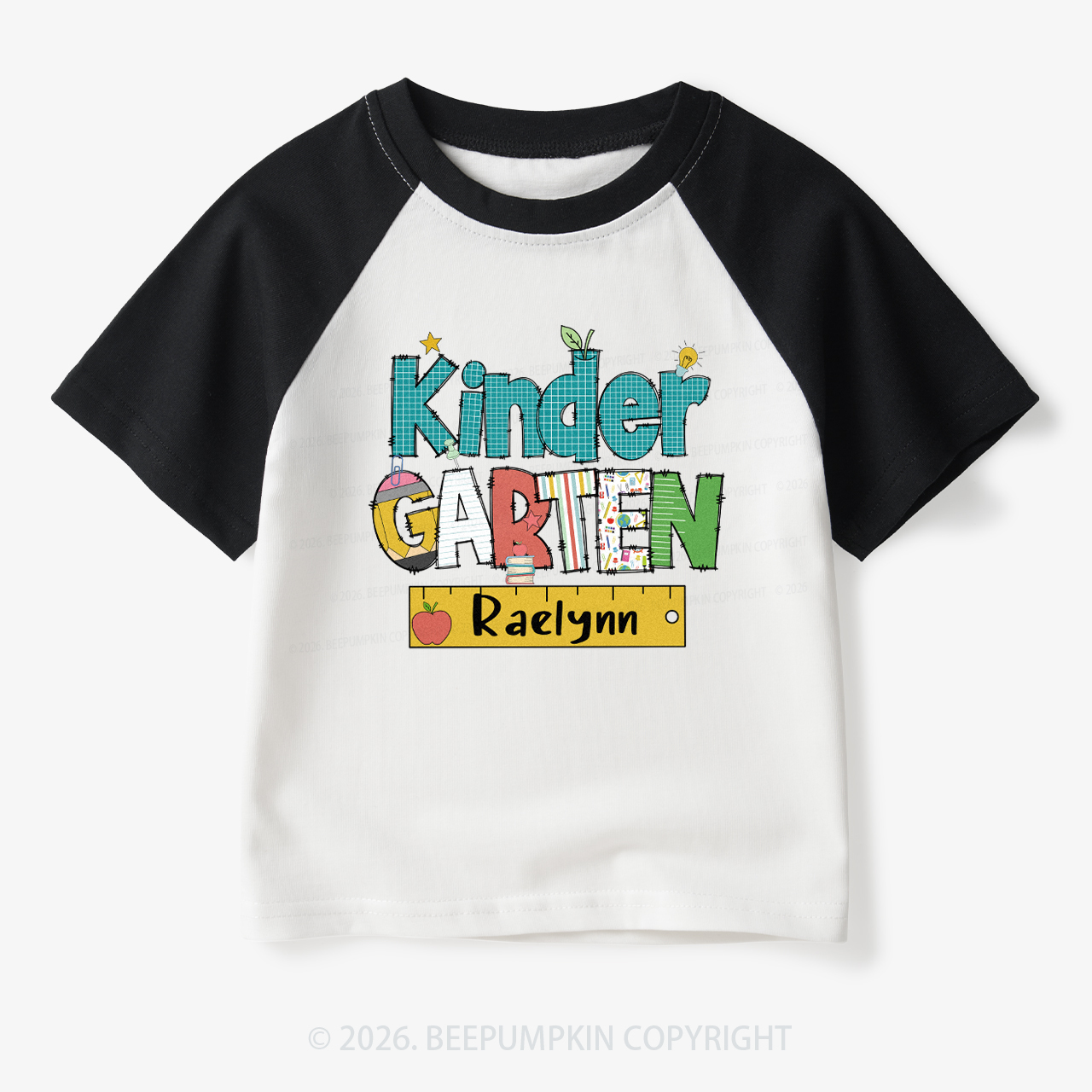Personalized Letter Grade Toddler&Kids Retro Raglan T-shirt