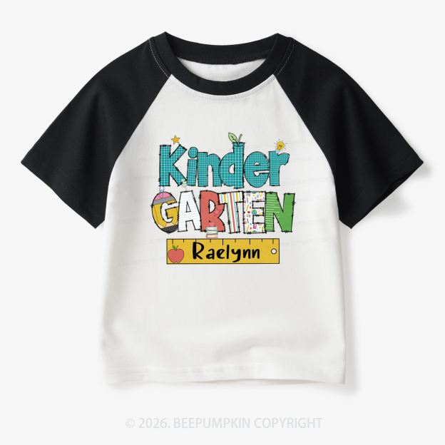 Personalized Letter Grade Toddler&Kids Retro Raglan T-shirt