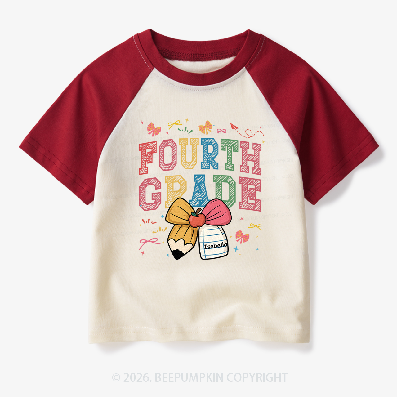 Personalized Girl Back To School Bundle Toddler&Kids Retro Raglan T-shirt