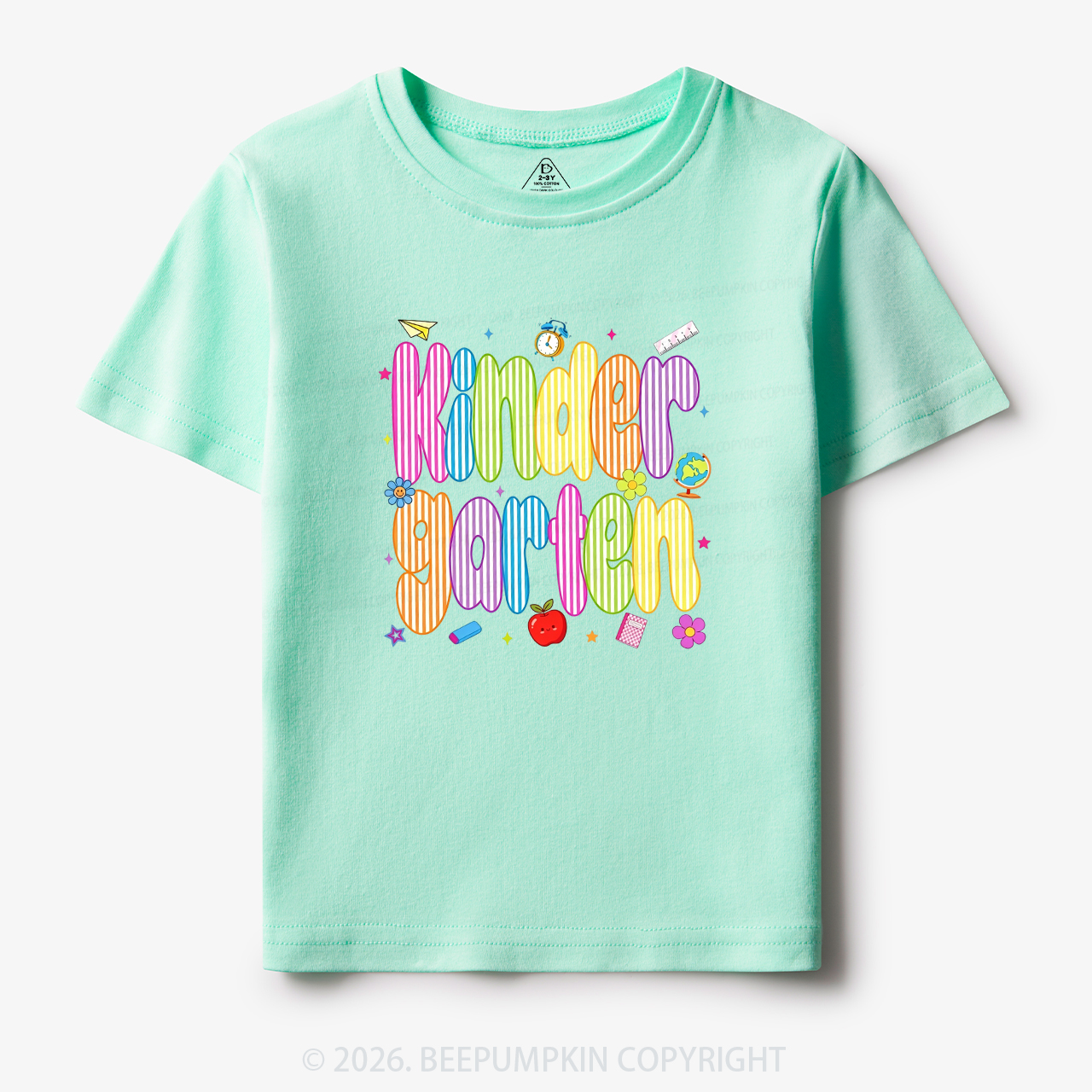 Personalized Preppy Back To School Colorful Stripes Toddler&Kid's Tees