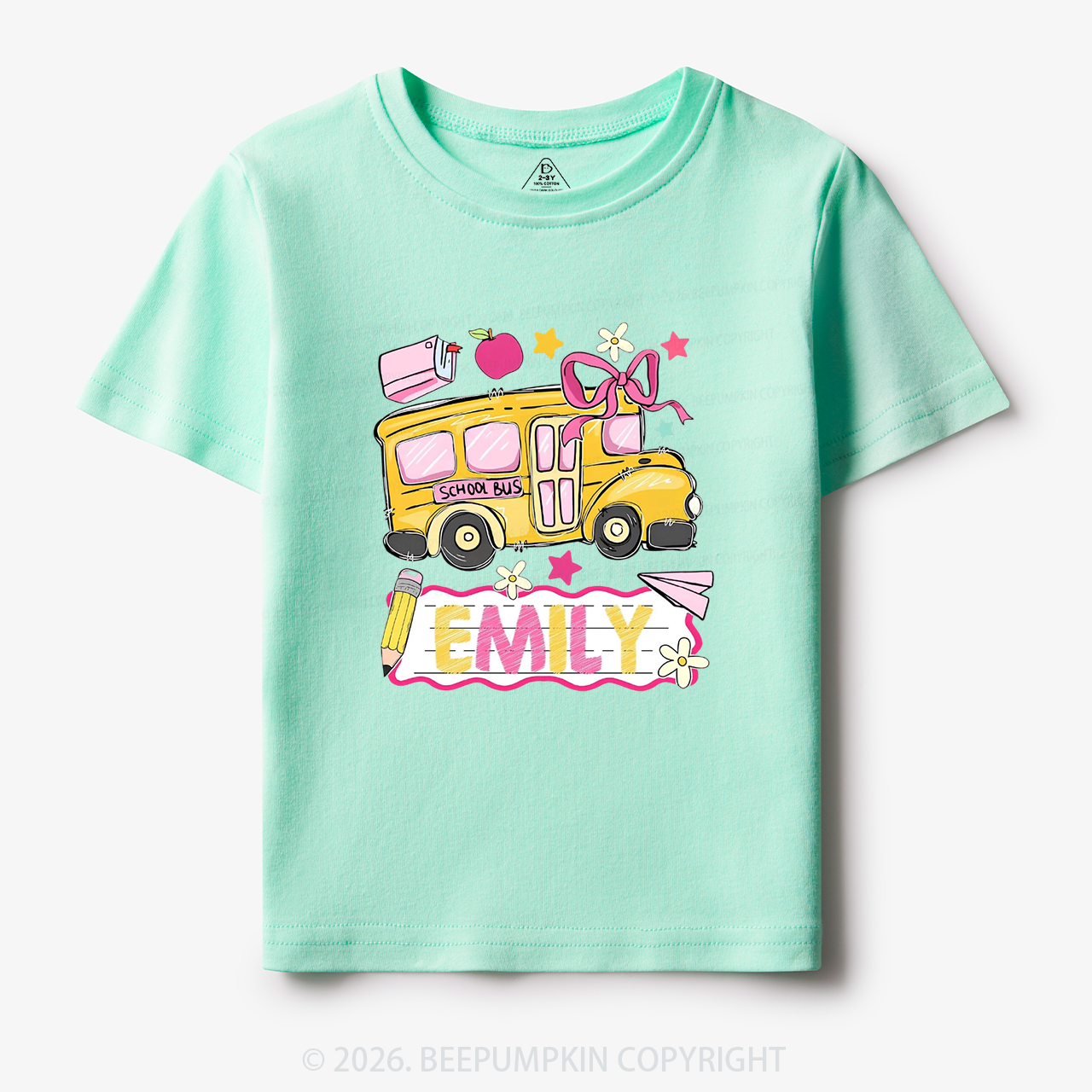 Personalized Name School Bus Back To School Toddler&Kid's Tees