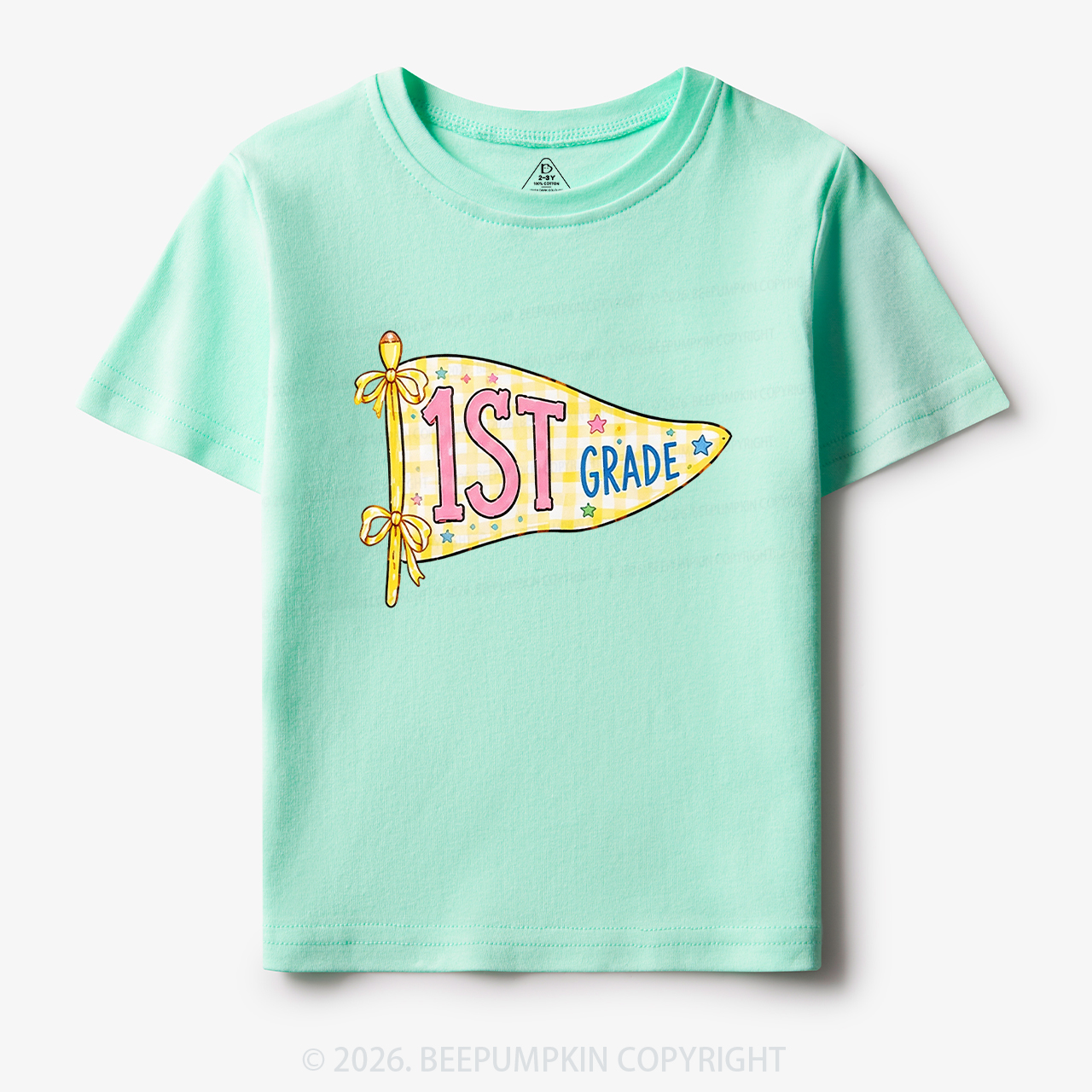 Personalized Back to School Pennant Bow Pastel Toddler&Kid's Tees