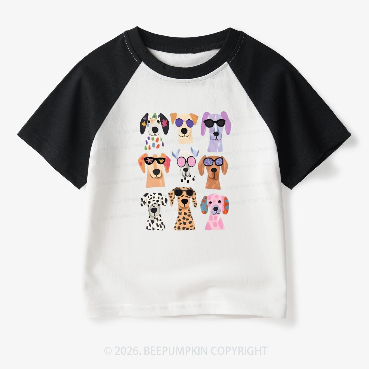 Cute Dog Fun Puppy Toddler&Kids Retro Raglan T-shirt
