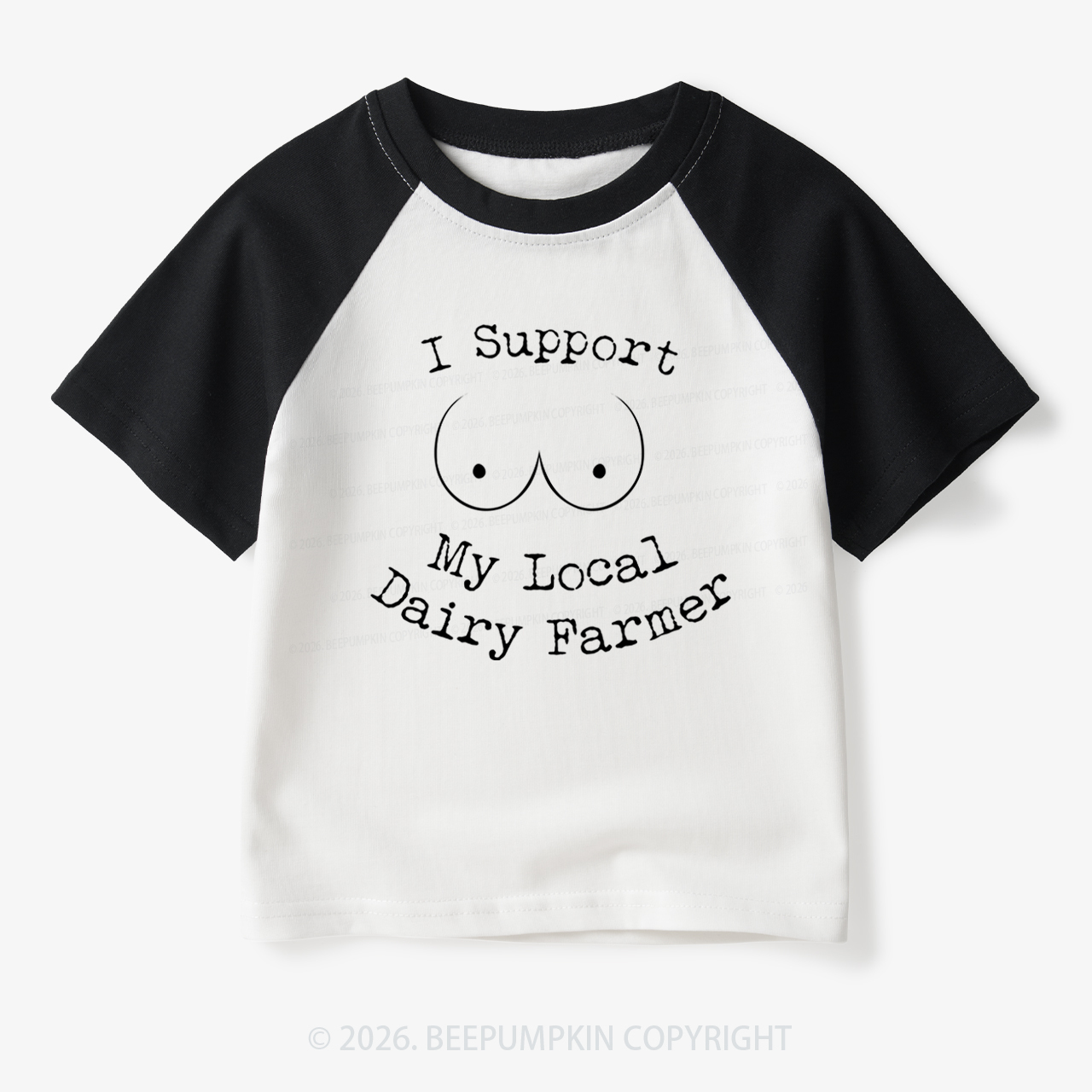 I Support My Local Dairy Farmer Toddler&Kids Retro Raglan T-shirt