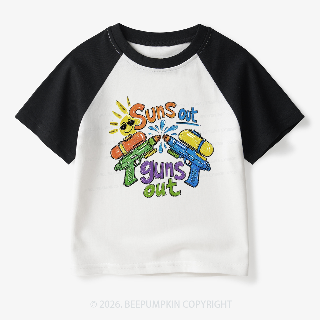 Funny Summer Suns Out Toddler&Kids Retro Raglan T-shirt
